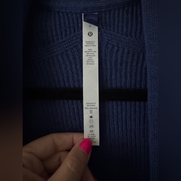 Lululemon Merino Wool-Blend Ribbed Long Wrap Sweater in Heathered Psychic - Picture 7 of 7